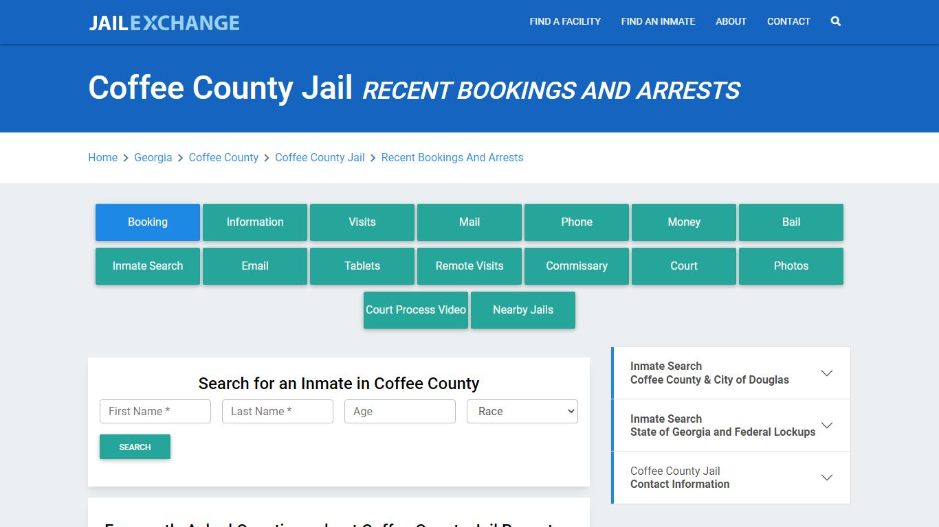 Coffee County Jail GA Recent Arrests and Bookings - Jail Exchange