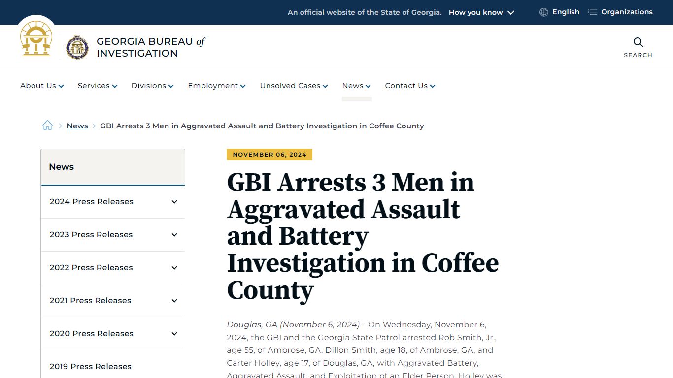 GBI Arrests 3 Men in Aggravated Assault and Battery Investigation in ...